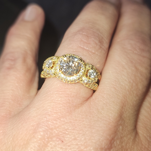 Certified 1.2 CT Moissanite Engagement Ring Gold Plated Sterling Silver | Size 9 - Picture 7 of 13